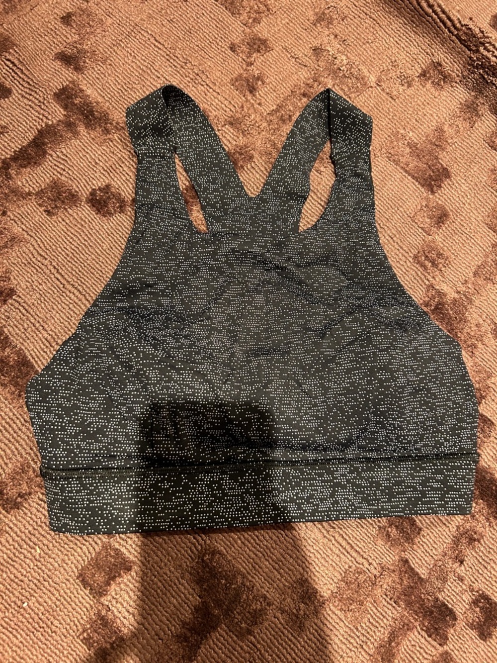 lululemon athletica Black with White Speckle Racerback Sports Bra